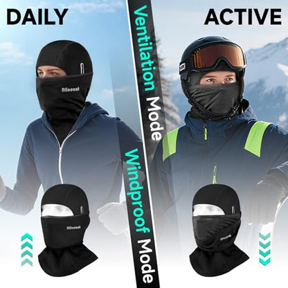 Balaclava Ski Mask for Men Women Thermal Winter Face Mask Dual-Layer Balaclava Breathable Windproof for Cold Weather Skiing - color: Black
