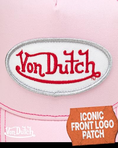 Von Dutch Unisex Trucker Hat, Colorblock, Mesh Back, Curved Bill, Snapback - color: Pink Tint