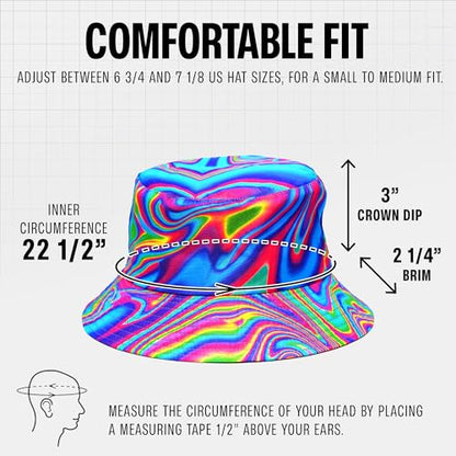 Rave Bucket Hat for Women & Men - Cute Bucket Hats - Festival Hat Adjustable 50+ SPF Protection Rave Accessories - color: Psychedelic