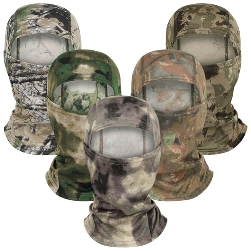 Camo Balaclava Ski Mask UV Face Cover for Motorcycle Hunting - color: Fresh Color-5pcs