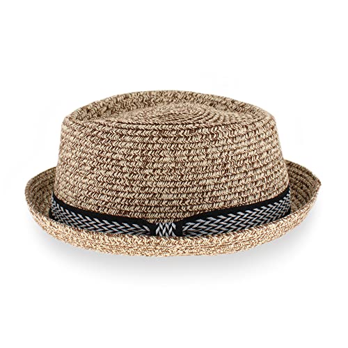 Belfry Men/Women Summer Straw Pork Pie Trilby Fedora Hat in Blue, Tan, Black - color: Jamesbrnspck, size: X-Large
