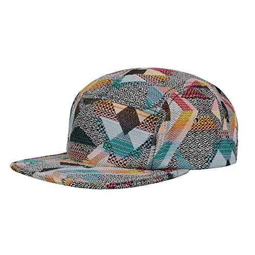 5 Panel Camper Hat | Multi-Color Unique Designs | Caps for Men & Women | Large or X-Large - color: Geo Blue Orange Gray, size: 7 1/4-7 3/8