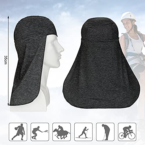 Geyoga 2 Pieces Hard Hat Sun Shade Cooling Skull Cap Neck Cover Elastic Fishing Hat for Women Men Outdoor Dark Gray