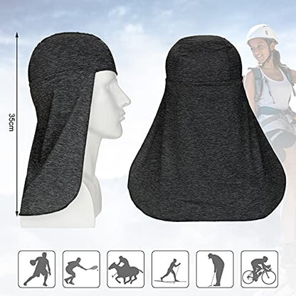 Geyoga 2 Pieces Hard Hat Sun Shade Cooling Skull Cap Neck Cover Elastic Fishing Hat for Women Men Outdoor Dark Gray