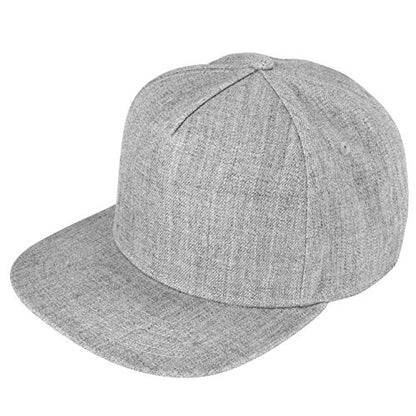 DALIX Premium Wool Blend Hat Flat Bill Cap Snapback Black Dark Gray Maroon Light - color: Light Gray