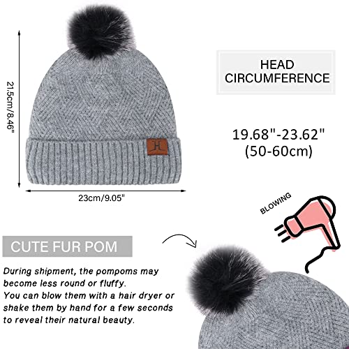 FZ FANTASTIC ZONE Women's Winter Warm Beanie Hats Scarf Touchscreen Gloves - color: Grey