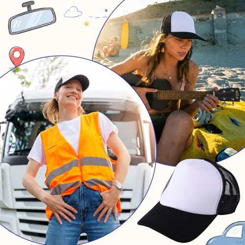 Sublimation Blank Trucker Hats, Foam Mesh Caps Embroidery Sublimation - color: Black