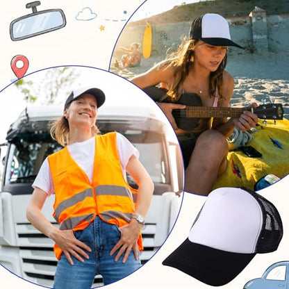 Sublimation Blank Trucker Hats, Foam Mesh Caps Embroidery Sublimation - color: Black