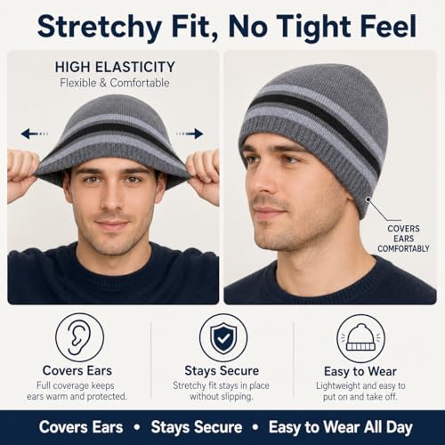 Oversize XXL Winter Beanie Knit Hat for Men - color: A1-dark Grey