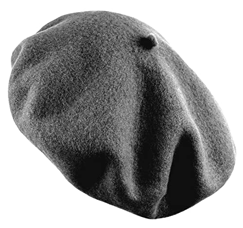 Women's French Beret Hat Solid Color Plain Wool Classic Traditional Artist Cap - color: Dark Grey