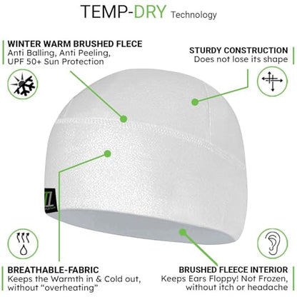 Temple Tape Tactical Fleece Watch Cap Beanie – Skull Cap Fleece Hat - Mens & Women - color: [2-pack] 1-black & 1-white, size: X-Large
