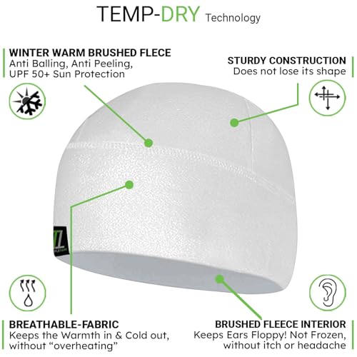 Temple Tape Tactical Fleece Watch Cap Beanie – Skull Cap Fleece Hat - Mens & Women - color: [2-pack] 1-black & 1-white, size: One Size
