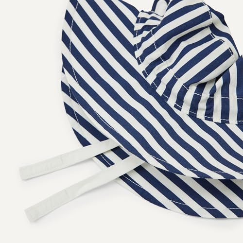 Amazon Essentials x Sofia Grainge Unisex Babies' Cotton Bucket Hat - color: Navy Stripe, size: 6-12 Months
