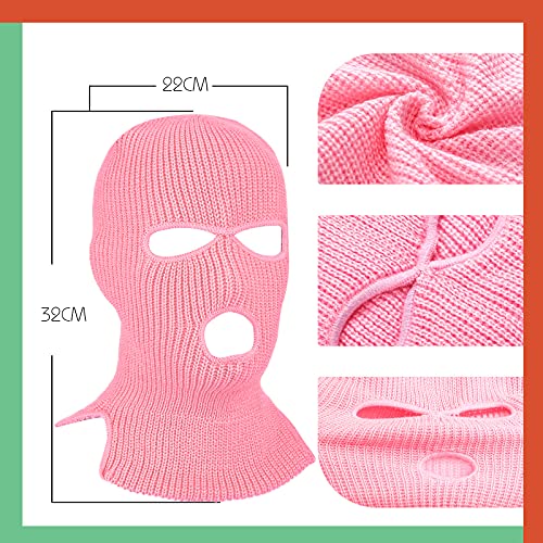 3 Hole Balaclava Ski Mask Cover Winter Knitted - color: Black, Pink, Rose Red