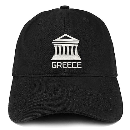 Trendy Apparel Shop Greece Embroidered Soft Crown 100% Brushed Cotton Cap - color: Black
