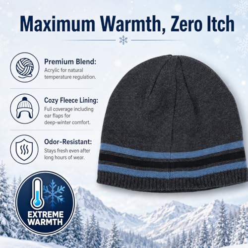 Oversize XXL Winter Beanie Knit Hat for Men - color: A1-charcoal Grey