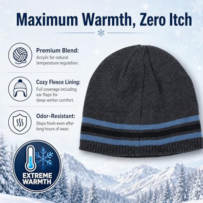 Oversize XXL Winter Beanie Knit Hat for Men - color: A1-charcoal Grey