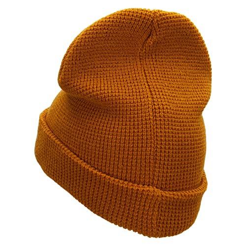Waffle Knit Cuff Beanie - color: Camel