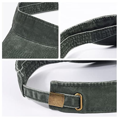 HH HOFNEN Sports Sun Visor Hats Cotton Adjustable Golf Caps for Men Women - color: #1c Army Green