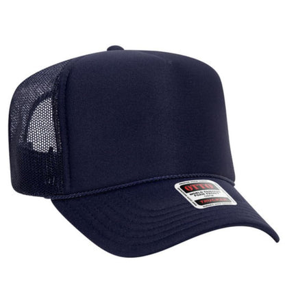 Otto Cap 5-Panel High Crown Mesh Back Trucker Hat - color: Navy