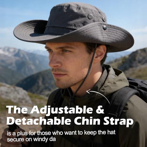 XL/XXL Oversized Sun Hat for Men Women, UPF 50+ Wide Brim Bucket Hat - color: Dark Gray, size: Medium-Large