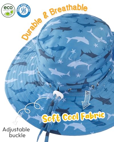 HONGTEYA Baby Toddler Sun Hat, Summer Mesh Bucket Beach Hat for Boys Girls - color: Shark, size: 6-24 Months