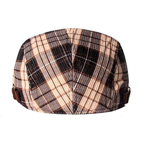 2 Pack Men's Plaid Cotton Flat Newsboy Ivy Cabbie Golf Gatsby Cap Hat - color: 680nc