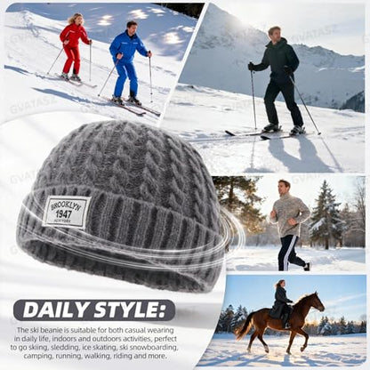 Soft Winter Knitted Hat Skull Cap Sailor Caps Cuff Beanie Cold Weather Brimless Knit Hats Warm Ski Hat Landlord Hats - color: Mg-zzm25101-black