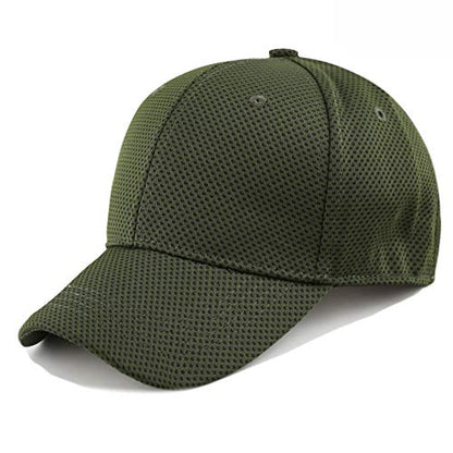 The Hat Depot Men's Curved Brim Stretch Fit Mesh 6 Panel Fitted Baseball Cap - color: Olive, size: Small-Medium