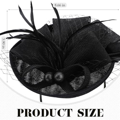 Zinniday Fascinator Tea Party Hat - 2026 Derby Pillbox Kentucky Hat for Women (7.87x5.9inch) - color: Black