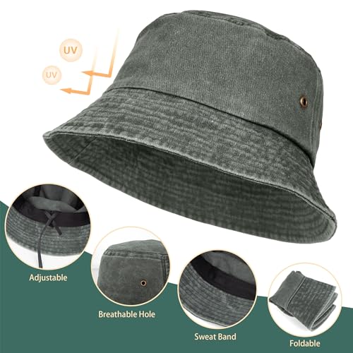 XURIGOX 3Pcs Washed Cotton Bucket Hat, Fishing Hat for Men and Women - color: Khaki+white+orange