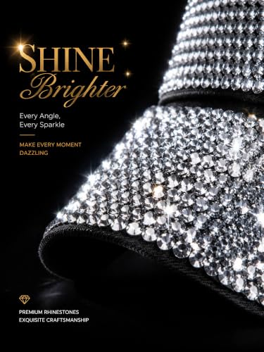 Women Shiny Rhinestone Bling Sun Visor Adjustable Tennis Beach Ponytail Hat - color: Black Hat+white Rhinestone