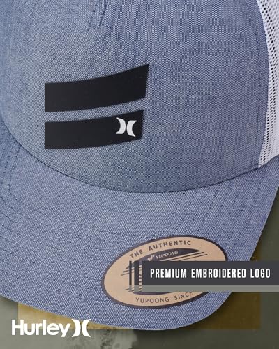 Hurley Mens Lightweight Poly Mesh Back Curved Bill Cap Trucker Hat - color: Blue