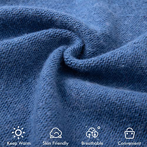 Knit Slouchy Beanie Hats for Women Cashmere Ski Cap Knitted Wool Soft Warm Winter Hat - color: A12-dark Blue