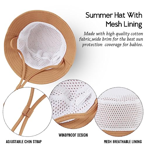 JANGANNSA Cotton Baby Sun Hat Infant Toddler Boys Girls Bucket Hats Summer Sun Protection Kids Beach Caps - color: Caramel, size: 0-3 Months
