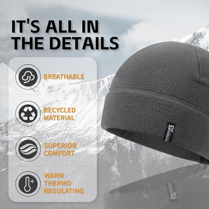 OUTDOOR SHAPING 2 Pack Tactical Fleece Watch Caps, Winter Beanies - color: Black+grey