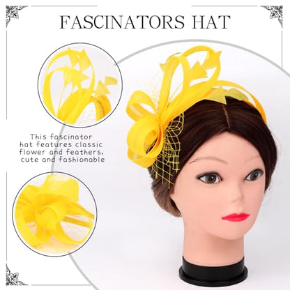 Fascinators Hats for Women, Fascinator Headband Tea Party Hat - color: Yellow