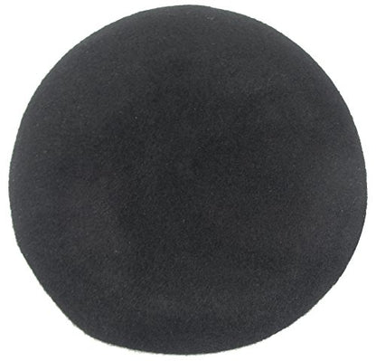 Mens Ladies Military Hat Army Beret Leather Trim with Ribbon - color: Black, size: Medium