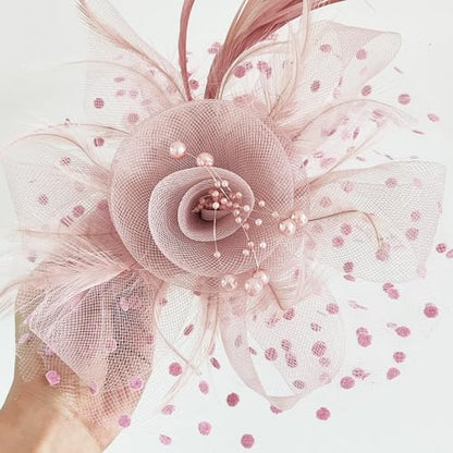 WLBON Fascinators Hat 20s 50s Headband Hair Clips Flower Mesh Veil Feather Headpiece Headwear Women Halloween Carnival Cocktail Wedding Church Cosplay Dress Up Birthday Tea Party Accessories Pink - color: Light Pink
