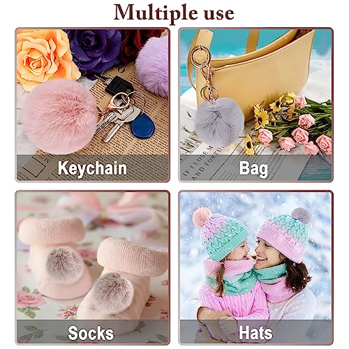 BQTQ 40 Pcs Faux Fur Pom Poms DIY Hat Pompom with Elastic Loop (Soft Color) - color: Soft Color