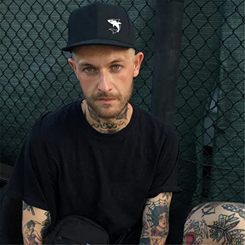 Snapback Hats for Men Flat Bill Black Adjustable Baseball Cap Trucker Hat for Dad American Flag Pirate Skull Caps Cool - color: Black1