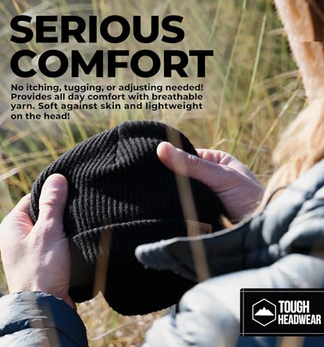 Tough Headwear Ribbed Beanie Hat - Stretch Fit Beanie for Women - Knit Winter Hats for Men - Breathable Knit Caps - color: Light Gray