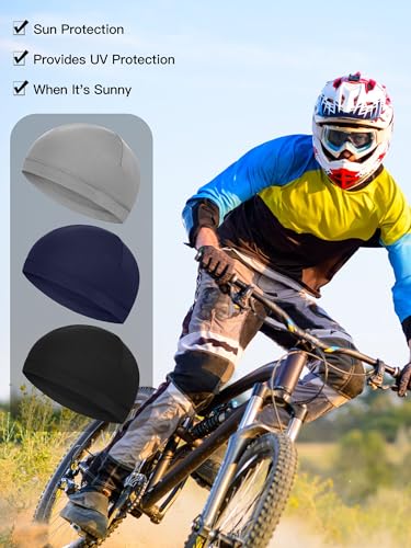 Boao Doo Rags Skull Cap for Men Sweat Wick - color: Gray, Navy Green, Black, size: Medium