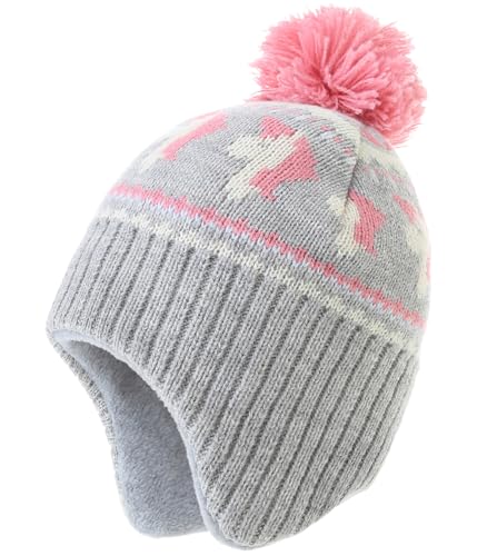 Moon Kitty Baby Girls Earflaps Knit Hats Infant Baby Beanies6-12Months - color: Gray Horse, size: 1-3T