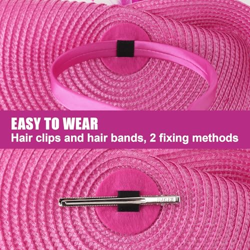 DRESHOW Fascinators Hat Flower Mesh Feathers Hat with a Headband and a Clip 7.9" Tea Party Headwear for Women - color: Folded Style 1: Rose Red / 7.9"