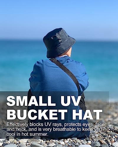 Zylioo XL XXL Bucket Hat for Big Heads, Quick Dry Travel Sun Hat with Strap - color: Light Gray, size: Small-Medium