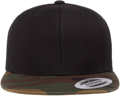 YP Classics 6089 Wool-Blended 6 Panel High Profile Flatbill Snapback Cap - color: Black/Camo