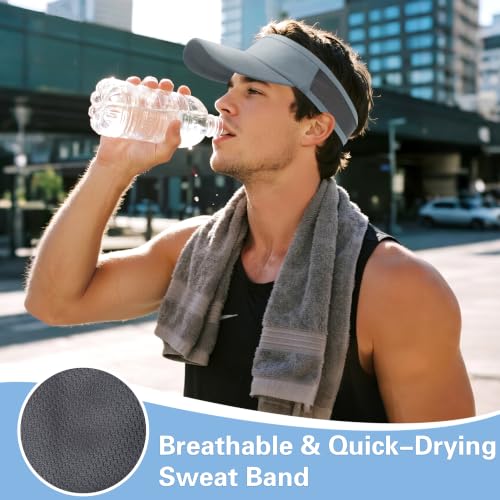 HH HOFNEN Sports Sun Visor Unisex Cooling Cap Lightweight Stretchy Packable - color: #2 Darkgray+lightgray