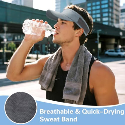 HH HOFNEN Sports Sun Visor Unisex Cooling Cap Lightweight Stretchy Packable - color: #2 Darkgray+lightgray
