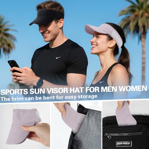 HH HOFNEN Sports Sun Visor Unisex Cooling Cap Lightweight Stretchy Packable - color: #1 Purple